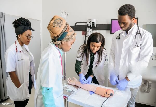 Practical nursing training session at Keobakile Nursing Academy